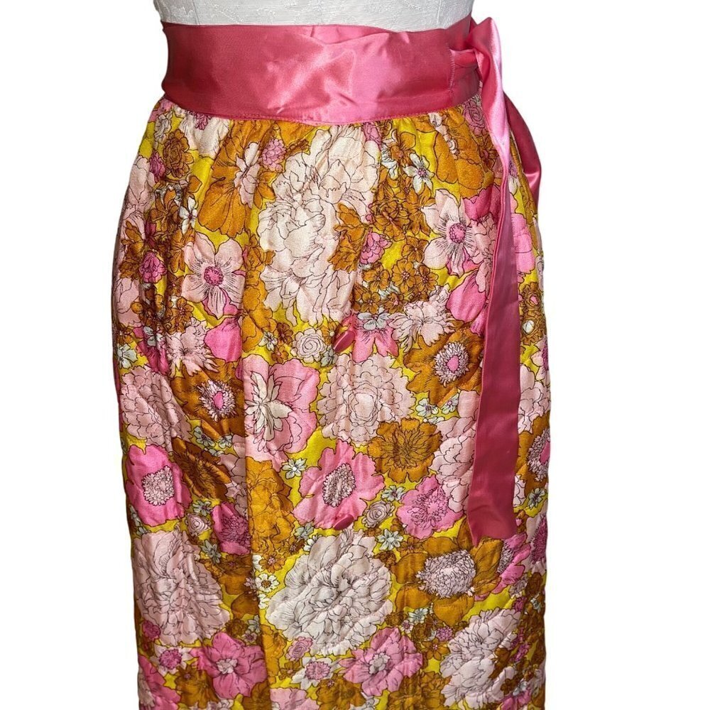 Vintage Womens Skirt Size 10 Multicolor Quilted Floral Maxi Wrap Casual - Picture 9 of 13